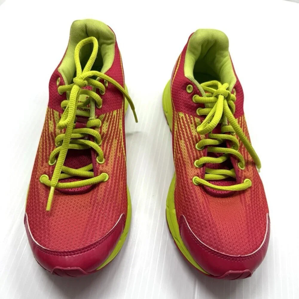 Puma Sequence Women’s Running Shoes Sz 7.5 Pink Chartreuse Lace Up Sneakers NWOB